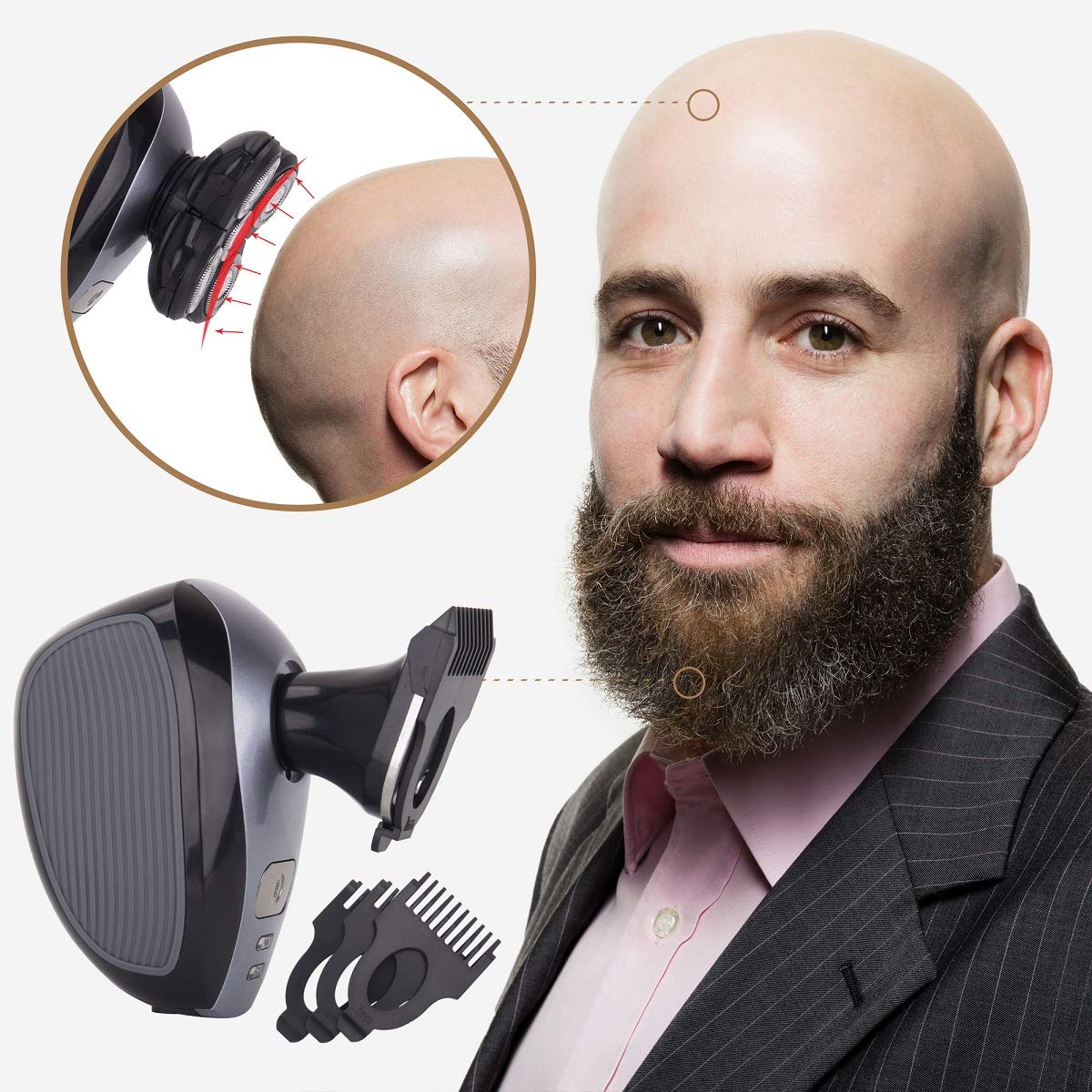 Professionnel électrique USB rechargeable 5 lames Bald Shavers